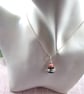 Black Rose Glass Bead Pendant, Sterling Silver & Rhodonite - Chain is Optional - Image 8