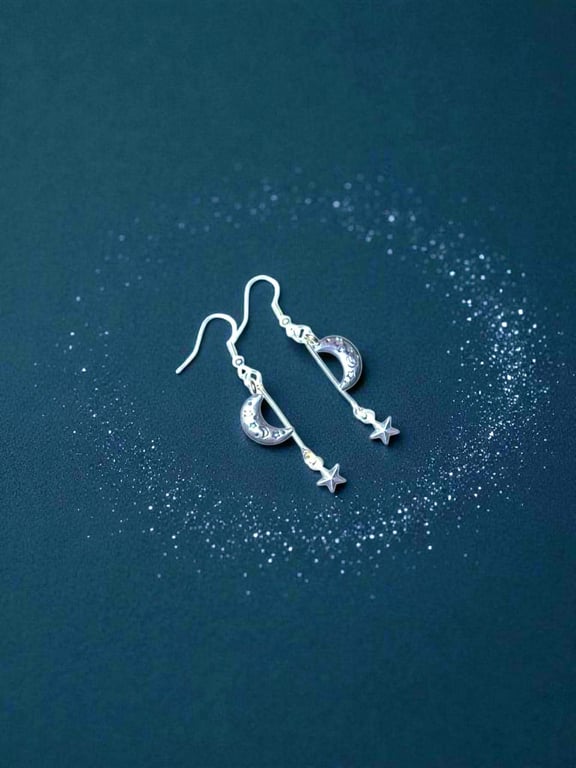 Moon and star earrings, mystical earrings, boho jewellery