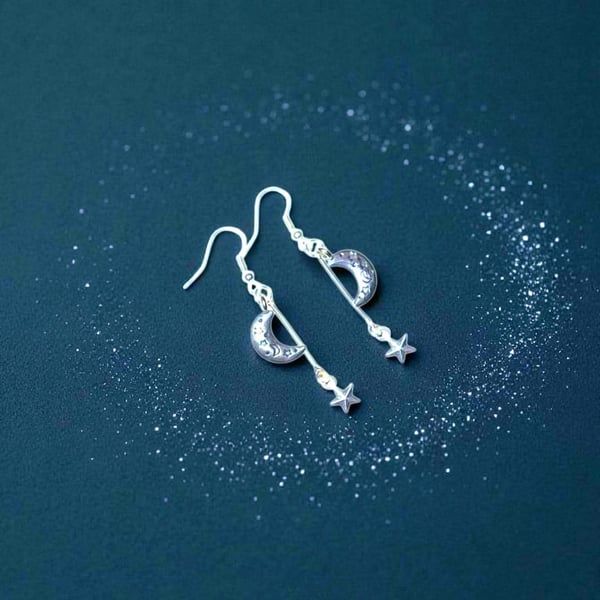 Moon and star earrings, mystical earrings, boho jewellery