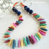 Designer Multicoloured Agate Silver Plated Necklace 