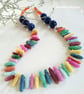 Designer Multicoloured Agate Silver Plated Necklace 