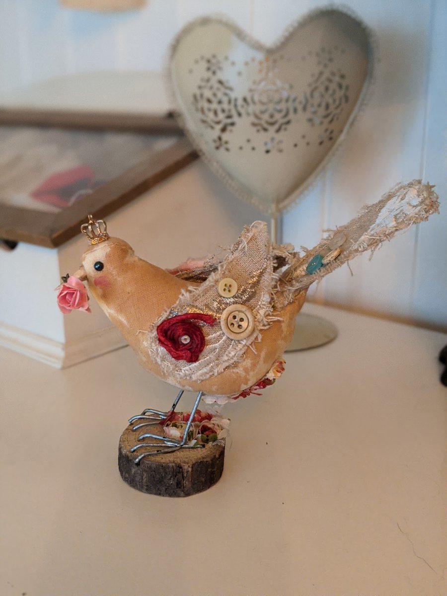 Handmade little bird. soft sculpture ornament.