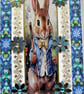 Rabbit - Hand Crafted Decoupage Greeting Card - Blank (3126)