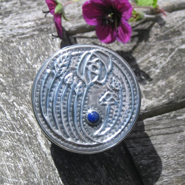 Mackintosh Silver Pewter Box with Lapis Lazuli