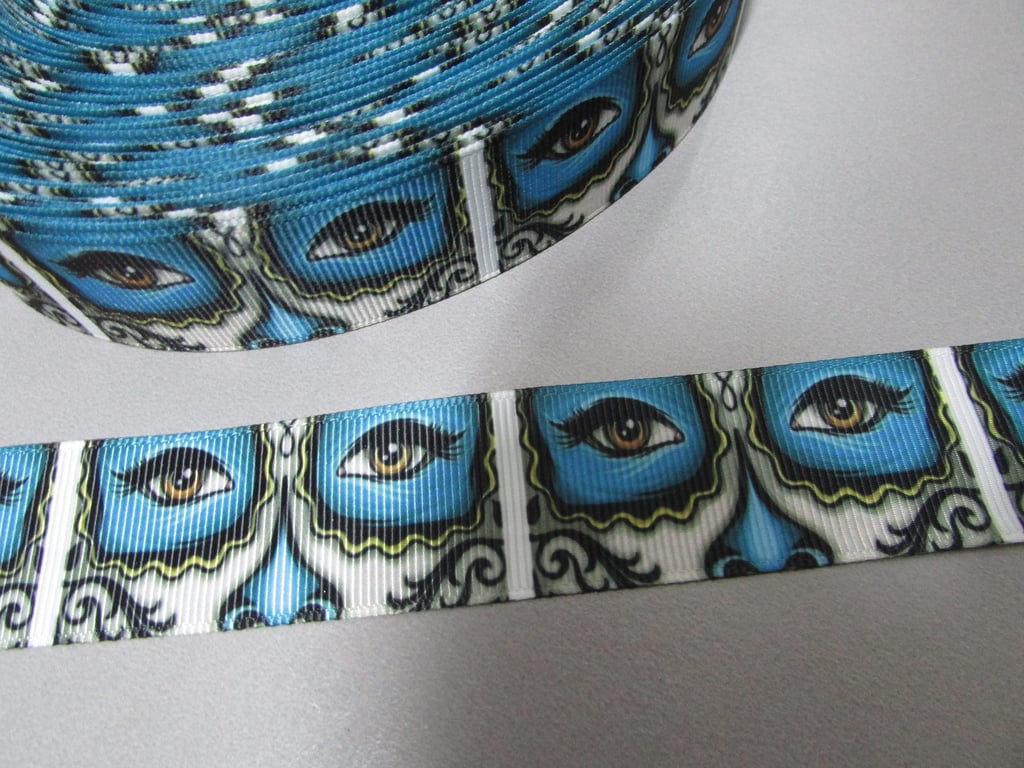 Tattoo Face Calaveras Day of the dead Grosgrain Ribbon x 1 metre