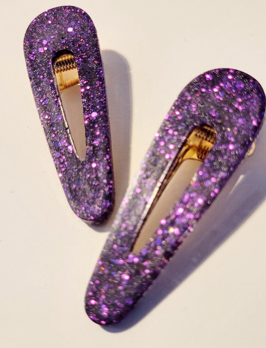 Hair Clips Purple Glitter Clip Teardrop Hair Accessories Summer