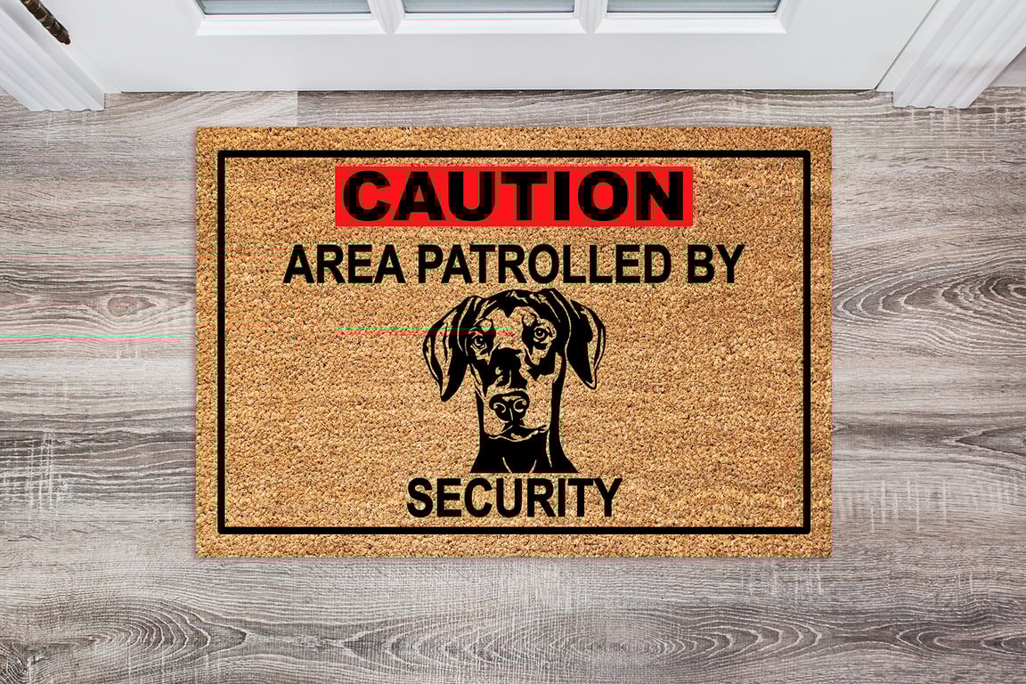 Doberman Security Door Mat - Natural Ears - Doberman Pinscher Welcome Mat 