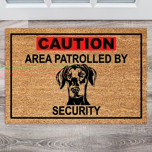 Doberman Security Door Mat - Natural Ears - Doberman Pinscher Welcome Mat 