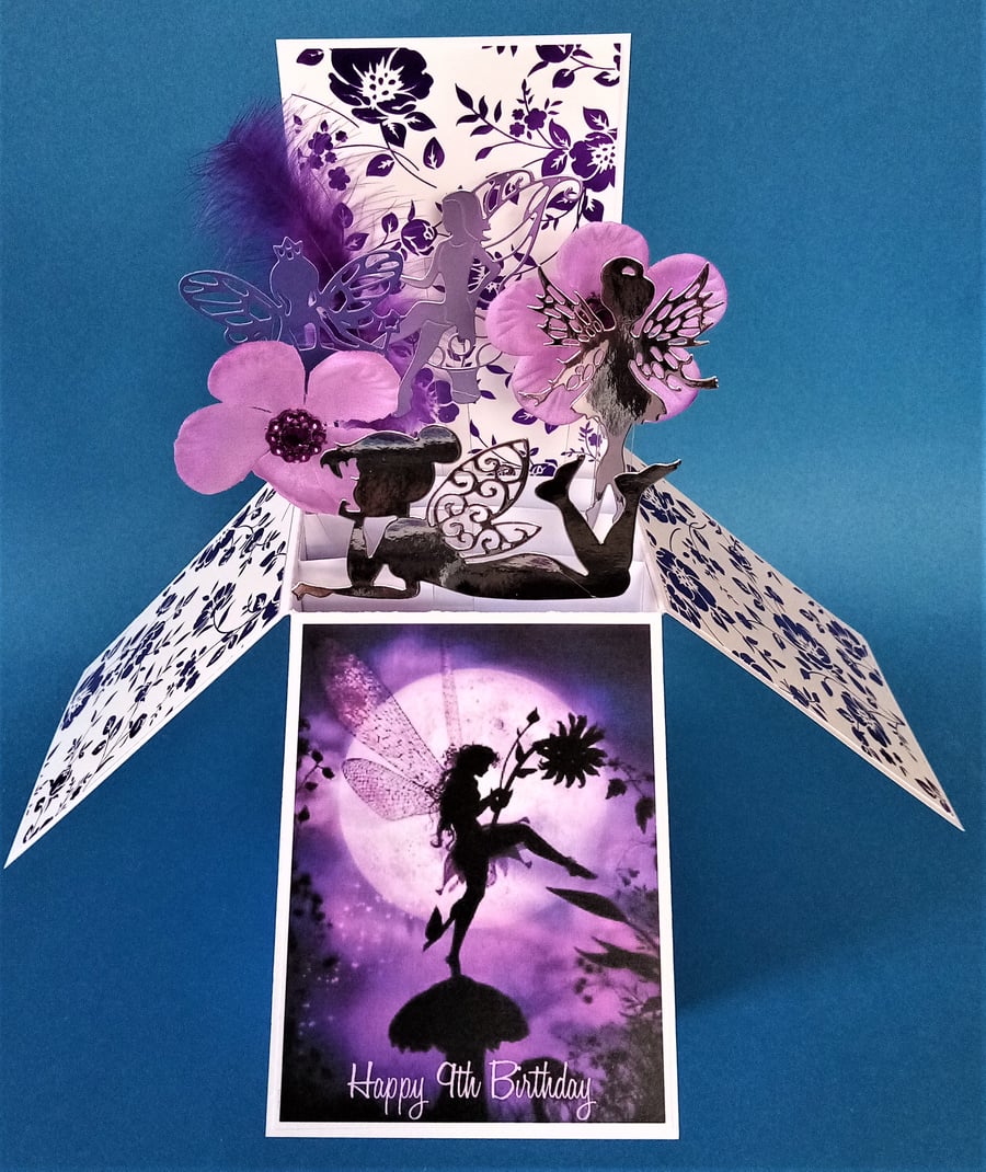Girls 9th Birthday Card with Fairies