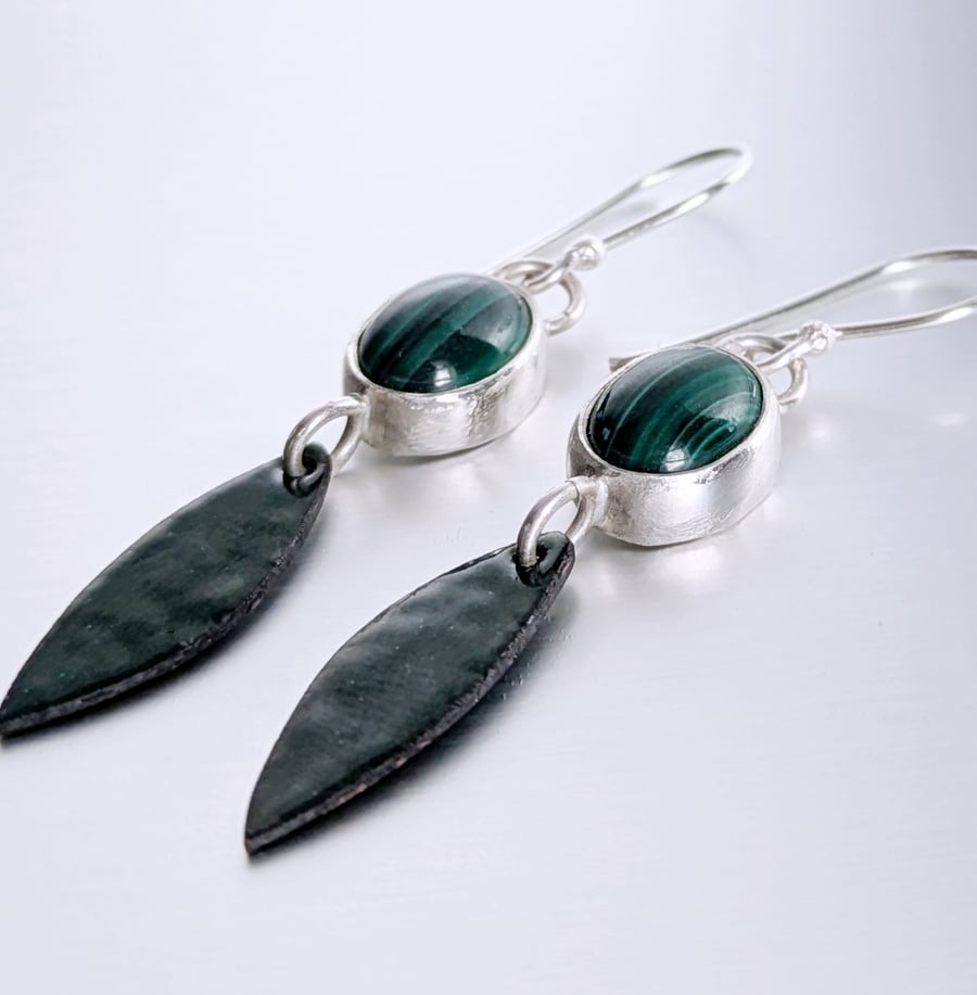 Malachite and Enamel earrings