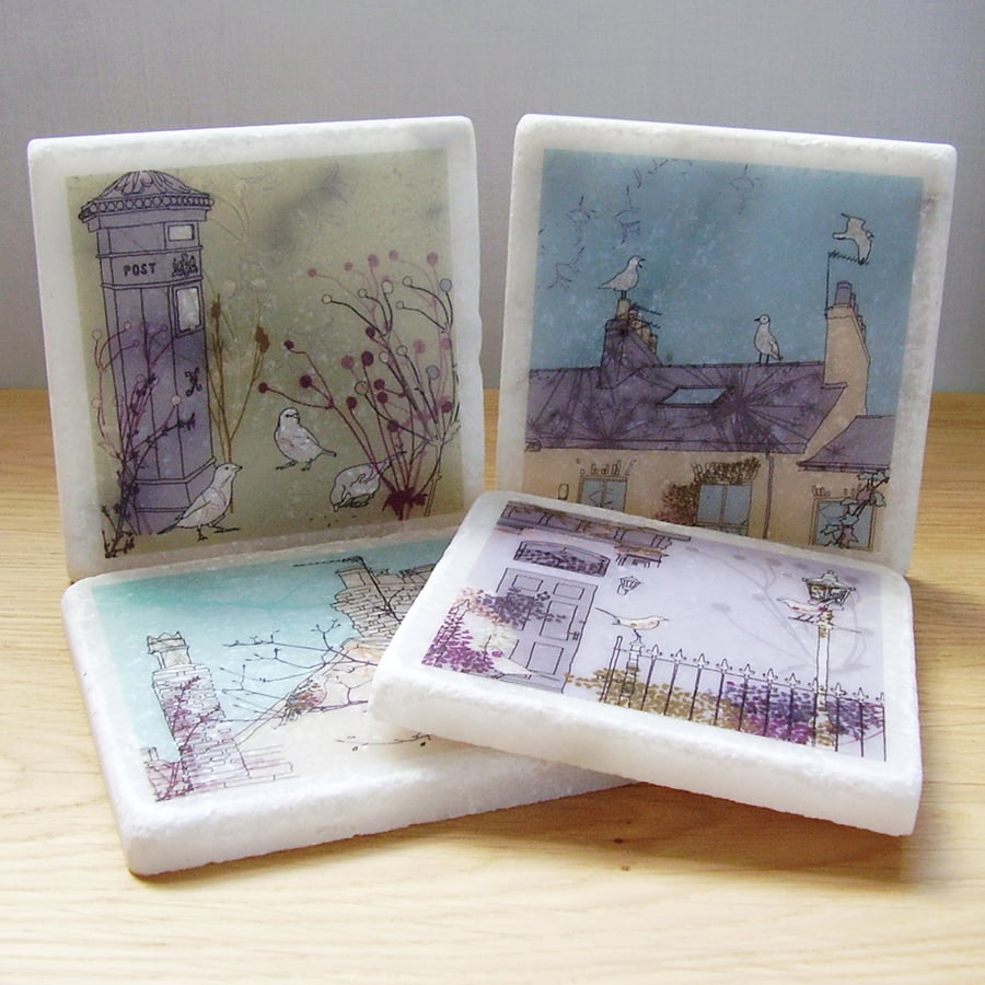 Urban Bird Design Contemporary Coasters