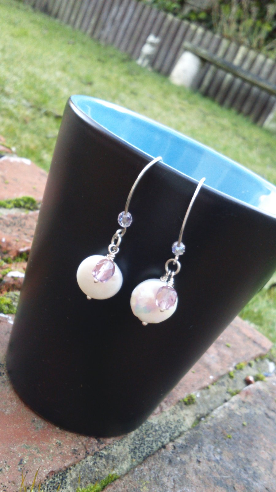 Sterling silver and pearl earrings