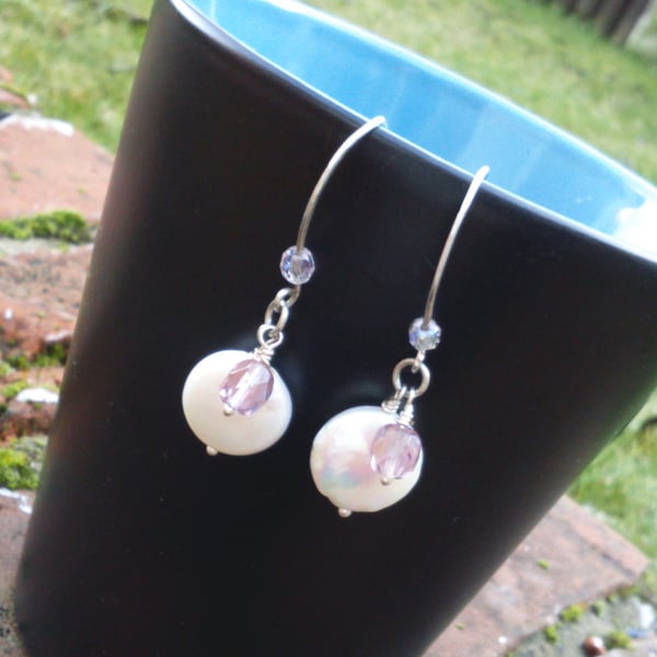 Sterling silver and pearl earrings