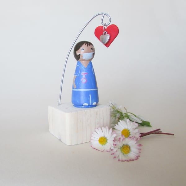 NHS Nurse Small Peg Doll