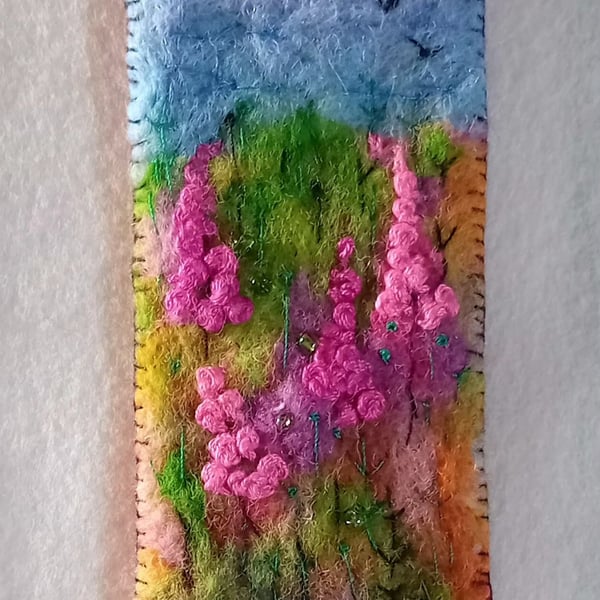 ,FOXGLOVES, handmade,original, needle felted wool bookmark 