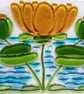 Fused glass picture of a yellow Water Lilly - Image 2