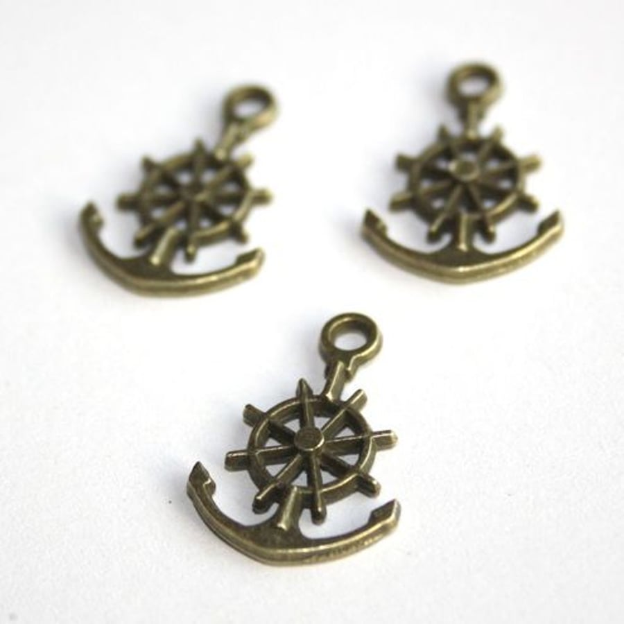 Charm / Drop Antique Bronze Anchor - 2pcs