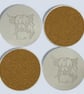 Set of Four Grey Highland Cow Drinks Coasters, Handmade Stone Like Finish - Image 6