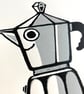 Moka Pot hand printed linocut print