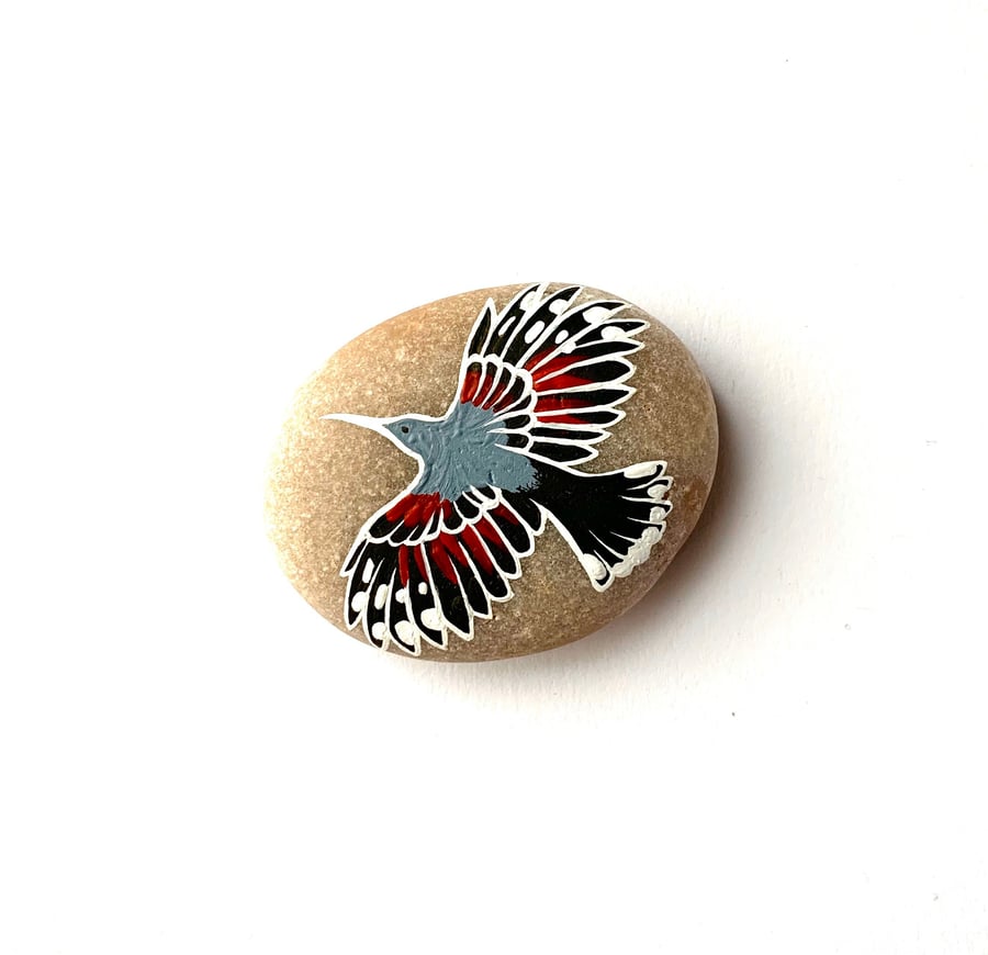 Wallcreeper Spirit Stone - Handpainted Wildlife Art Stone Unique Gift for Friend