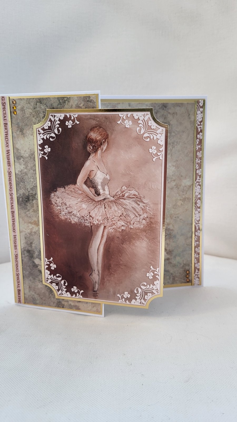 Ballerina birthday card,  handmade greeting card. 