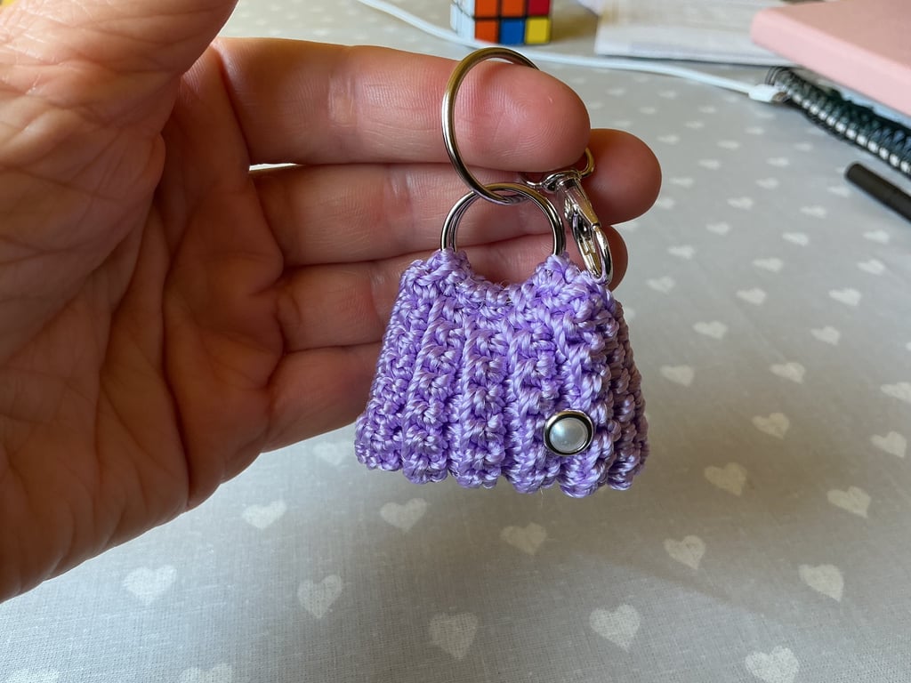 Crochet bag charm keyholder