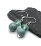 green ceramic and glass sphere earrings - Image 3