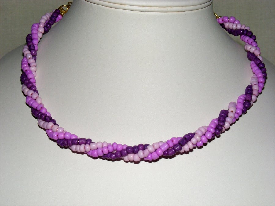Pinks and Purples Twisted Necklace