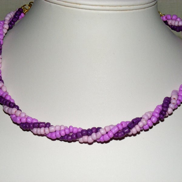 Seconds Sunday Pinks and Purples Twisted Necklace