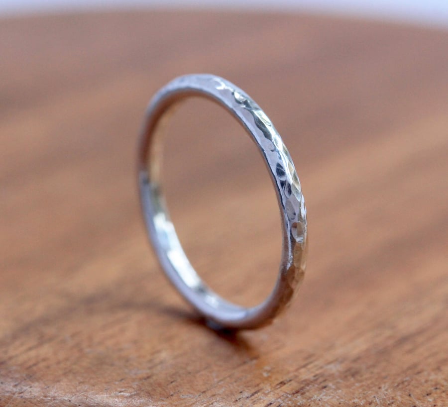 Silver Stacking Ring - Silver Hammered Ring - Hammered Silver Band