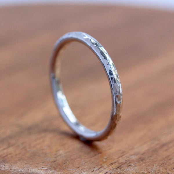Silver Stacking Ring - Silver Hammered Ring - Hammered Silver Band