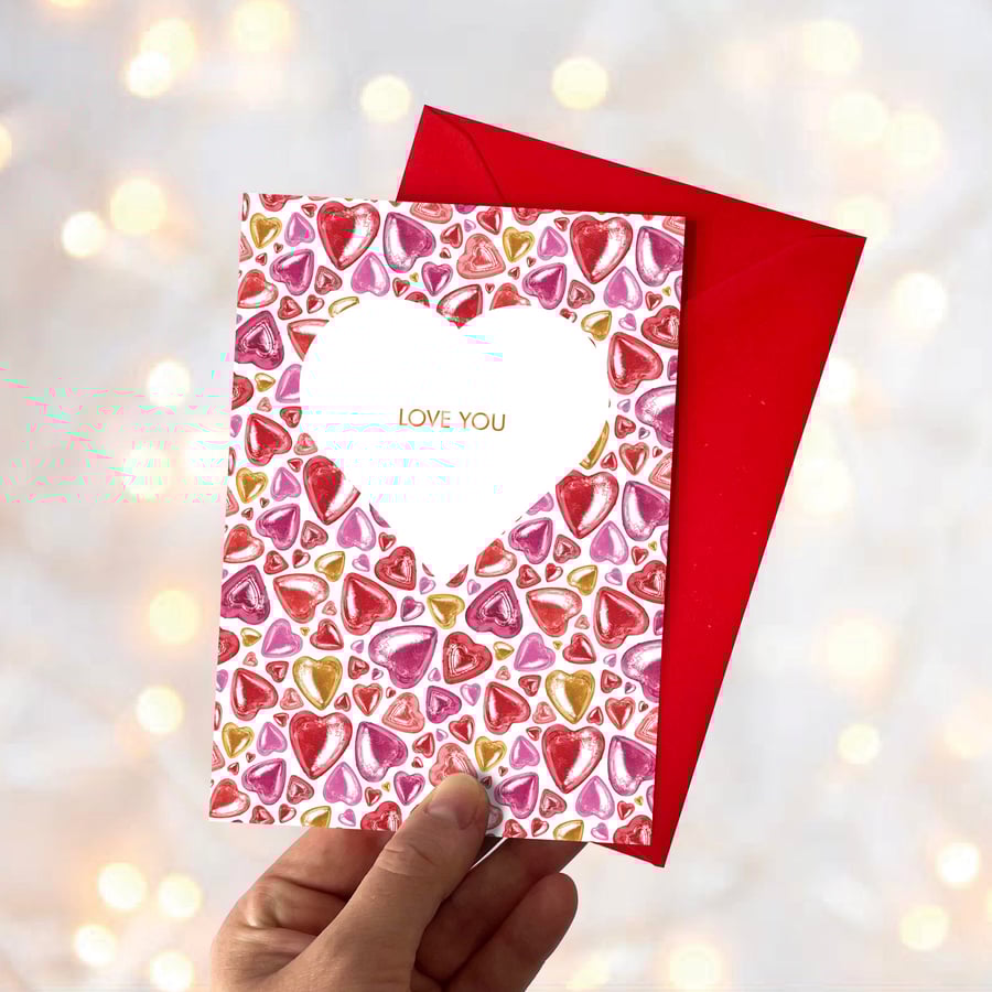 Valentine’s Day Card – Love You Card with Red Envelope