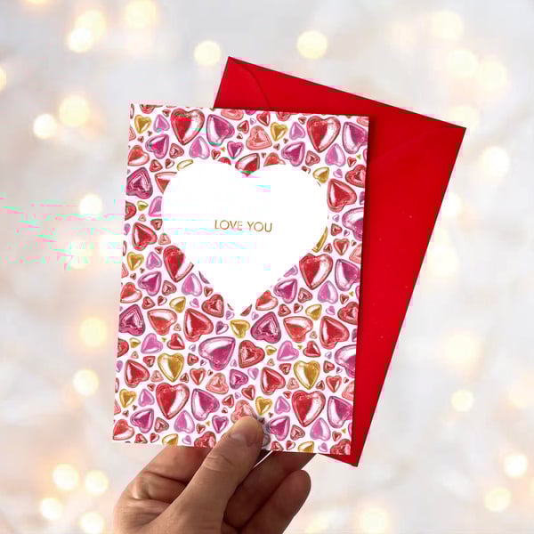 Valentine’s Day Card – Love You Card with Red Envelope
