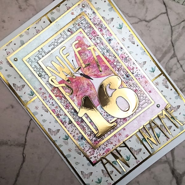 Sweet 16th Birthday card with Butterfly theme