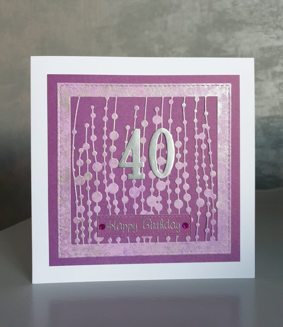 Dark Pink 40th Birthday Card