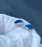 Enamel studs, blue enamel studs, teardrop studs, enamel, silver studs, blue,  - Image 3