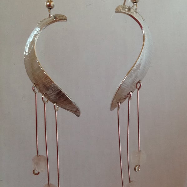 Sterling silver and rose quartz earrings