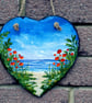 Slate heart - "Poppies by the Beach