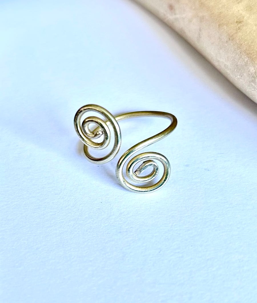 Gold Tone Solid Brass Spiral Rings - Adjustable