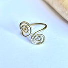 Gold Tone Solid Brass Spiral Rings - Adjustable