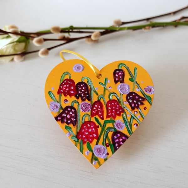 Fritillaria Hanging Heart Yellow Decoration Easter Mother's Day Gift 