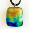 Shimmering Multi Coloured Iridescent Rainbow Dichroic Glass Pendant