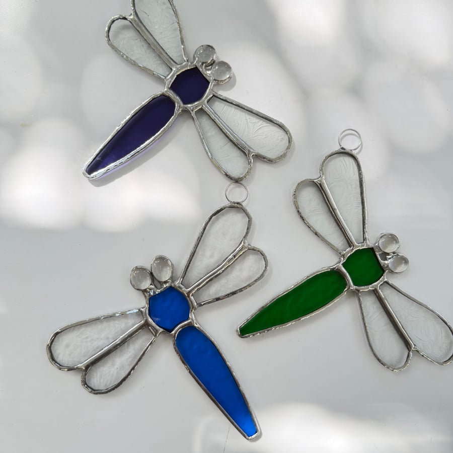 Stained Glass Small Dragonfly Suncatcher - Handmade Window Decoration