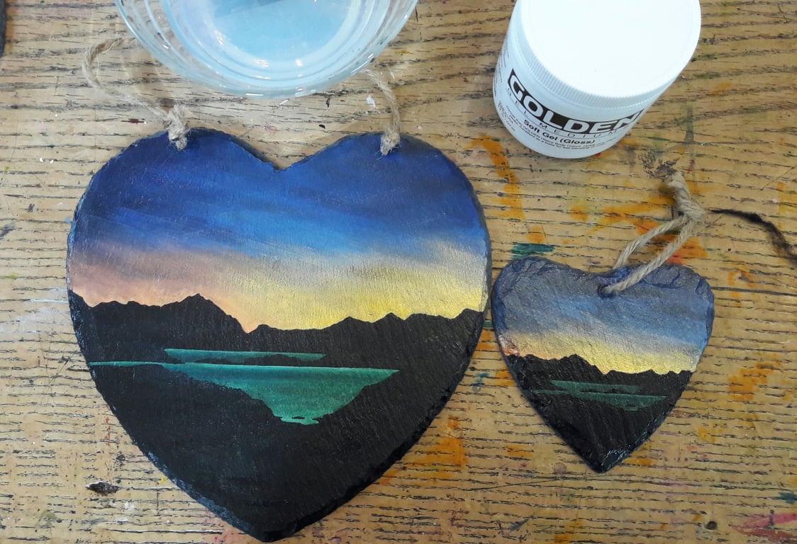 Large Slate Heart - New Dawn on the Coast Road