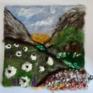 Unframed Needlefelted wool countryside picture 