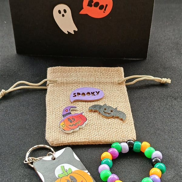 Handmade Halloween bracelet and keyring 