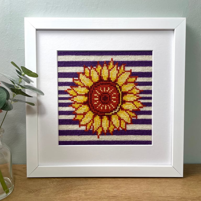 Yellow Sunflower Kit - Modern Cross Stitch Kit  - Needlepoint Kit