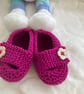 Hand knitted ‘Keelan’’ Chunky Strap Baby Girl’s Shoes (0-3 months) - Image 3