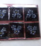 Fused Glass Set of Six Wine Coasters. 4" square. Daisy Flowers Design.  
