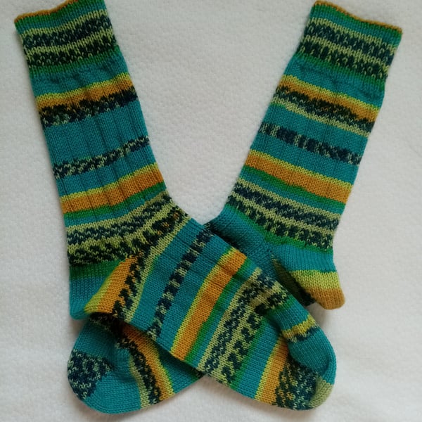 Knitted Ribbed Wool Socks Size 6 to 7